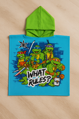 Детско плажно пончо - Костенурките нинджа - 60 x 120 см.