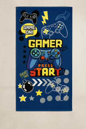Детска памучна плажна кърпа Blue Gamer - 70 x 140 см.