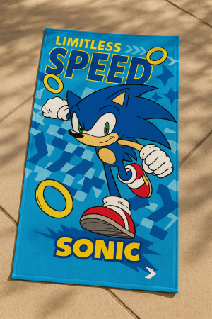 Детска памучна плажна кърпа Соник - 70 x 140 см