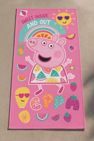 Детска памучна плажна кърпа Пепа Пиг - Розова - 70 x 140 см.