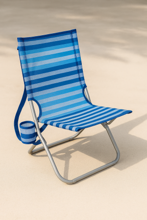 Плажен стол - син на райета - 49 x 43 x 61 см.