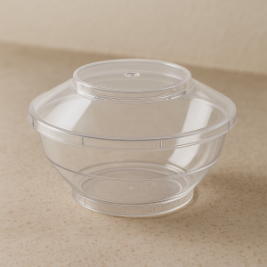 Пластмасови кръгли купички за многократна употреба с капак 200 мл - 6 бр.