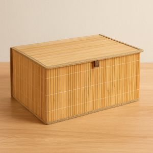Бамбукова кутия за съхранение - сгъваема с капак - 42 x 31 x 24 см.