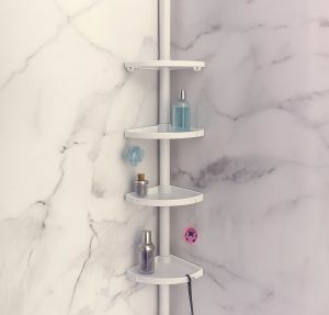 Многофункционален ъглов рафт за баня на 4 нива - 19.5 x 26 x 135-260 см.