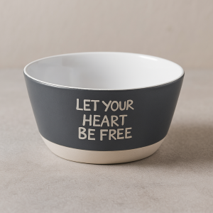 Керамична купа за супа с надпис "Let Your Heart Be Free" - 425 см.
