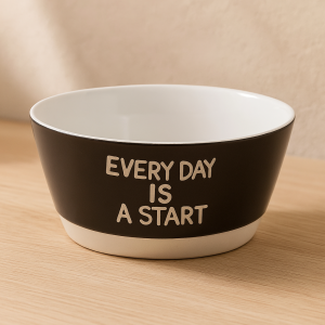 Керамична купа за супа с надпис 'Every Day is a Start' - 425 см.