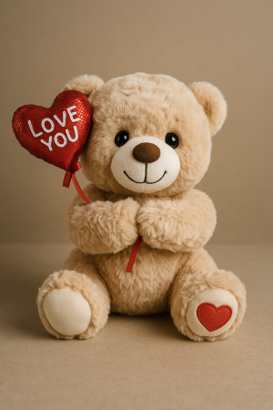 Плюшено мече за Свети Валентин - Балон сърце - 32 см.