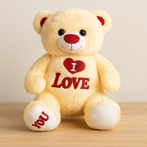 Мече за Свети Валентин - Бежово - 50 см.