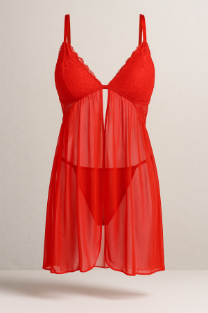 Дамско бельо за Свети Валентин с връзки - Червено