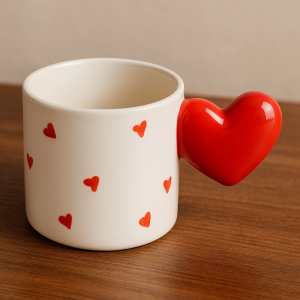 Чаша за Свети Валентин с дръжка под формата на сърце - 350 мл.