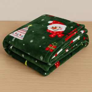 Одеяло с коледни мотиви - Зелено - 200 x 150 см.