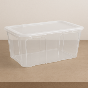 Кутия за съхранение с капак - Пластмасова - 110 литра - 73 x 47 x 34 см.