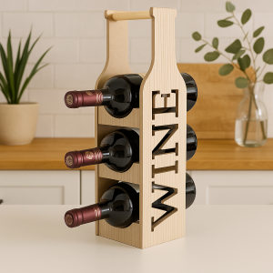 Дървена поставка за вино - 3 нива - 14 x 12 x 46 см.