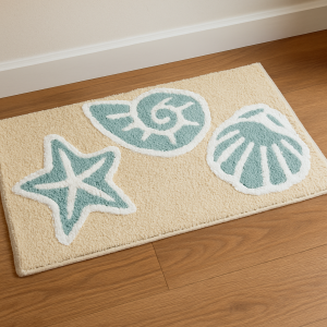 Памучна абсорбираща постелка за баня с морки мотиви - 75 x 45 см.