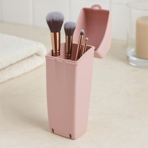 Органайзер за четки за грим - Розов - 5 x 5 x 20 см.