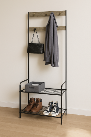 Етажерка за обувки със закачалка за връхни дрехи - 60 x 30 x 170 см.