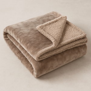 Двустранно Шалте от Шерпа и Кафяво Кадифе - 160 x 130 см.