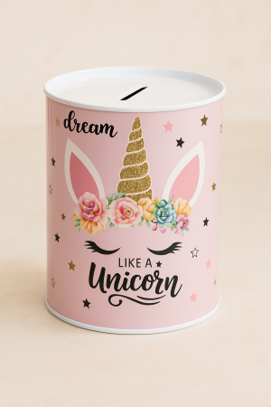 Метална Розова Касичка - Еднорог - 12 x 16 см.