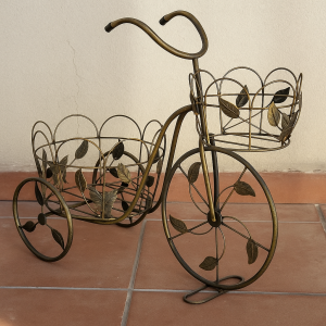 Поставка за саксия Велосипед - метална (цвят бронз)