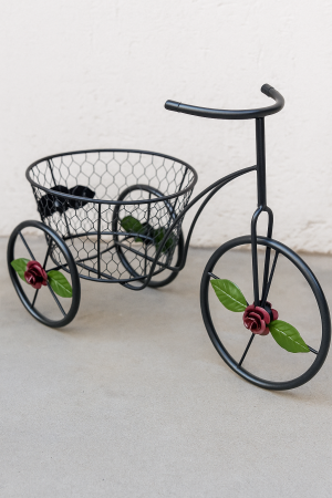 Поставка за саксия Велосипед - метална (черна)