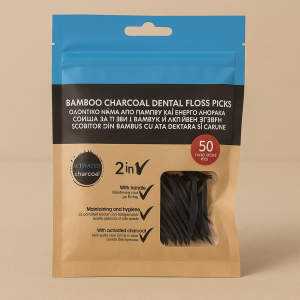 Бамбукови клечки за зъби с активен въглен - 50 броя 