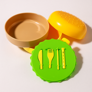 Кутия за храна с Вилица и Лъжица - Тип Бургер - 350 мл.