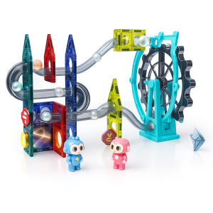 Магнитен конструктор със светлини и Виенско колело  - 80 части - 47 x 9 x 34 см.