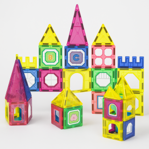 Магнитен конструктор с различни цветни форми - 34 части