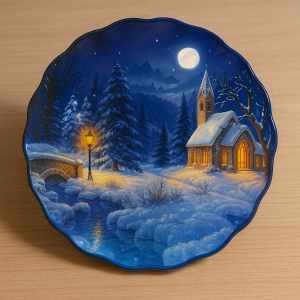 Коледна стъклена купа - Синя Нощ - 290 мл.