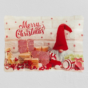 Коледно стъклено плато с надпис Merry Christmas - Гномче - 31 x 21 см.