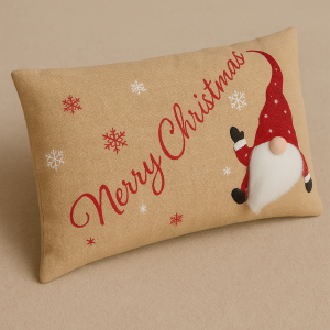 3D Декоративна коледна възглавница - Веселото Гномче - 50 x 35 см.