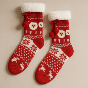 Дамски Коледни чорапи с Помпони - Размер 36-42