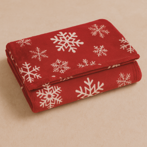 Коледна кувертюра за диван - Бордо - Снежинки - 160 х 130 см.