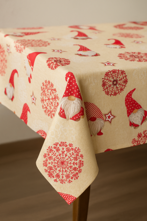 Коледна покривка за маса  - Гномче с червена шапка - 140 x 180 cm