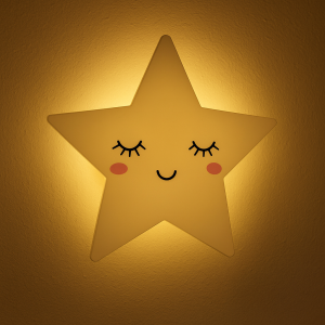 LED Светеща детска дървена звезда - Бяла - 21 x 21 см.