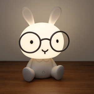 Нощна лампа Зайче с очила - 3 нива на яркост - USB кабел - 15 x 13 x 23 см.