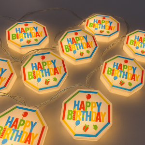 Светеща украса за Рожден ден - топло бяло -  1.35 метра