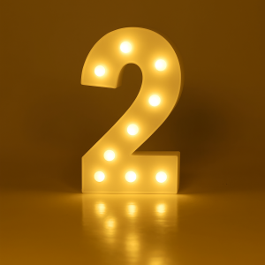 Декоративна дървена цифра 2 - Бяла - 18x2x30 см.