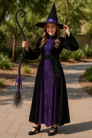 Детски Костюм за Хелоуин - Черна шапка с дълга рокля