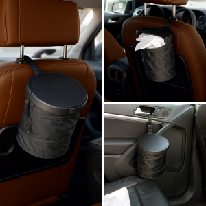 Сгъваемо кошче за смет за автомобил - Черен - 16 x 19 см.