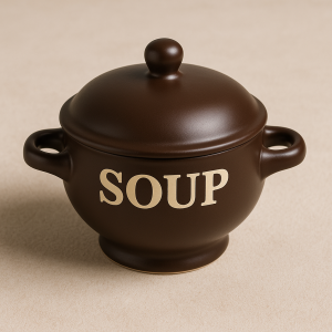 Керамична купа за супа с капак и надпис "SOUP" - 650мл