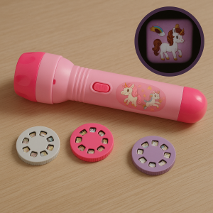 Детски ръчен проектор с еднорози - 3 различни диска - 9.5 х 4 х 17 см.