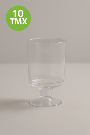 Пластмасови прозрачни чаши за вино - 100 мл. - 10 бр.