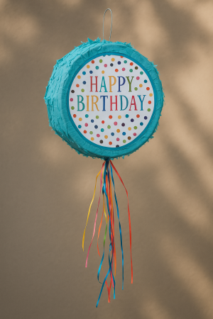 Синя пинята за Рожден Ден - Кръгла - 44 x 11 см.