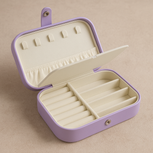 Органайзер за бижута с копче - Лилав - 16 x 11.5 x 5.5 см.