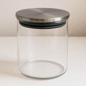 Стъклен буркан за съхранение - Метален капак - 350мл - 8.5 х 9 см.