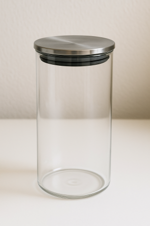 Стъклен буркан за съхранение - Метален капак - 750мл - 8.8 х 17 см.