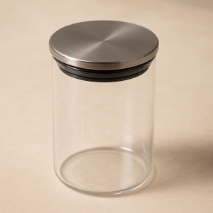 Стъклен буркан за съхранение - Метален капак - 500 мл - 8.8 х 12.5 см.