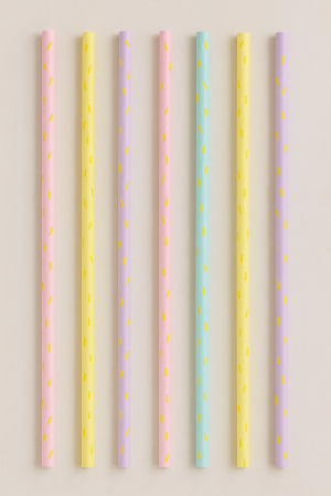 Хартиени парти сламки -различни цветове - пастелни -  6 x 197 мм. - 20 бр.