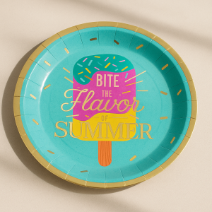 Парти хартиени чинии - Сладолед -  Различни цветове - 23 см - 6 бр.